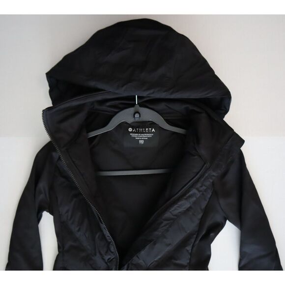 Athleta 982731-00 Women's Sz 2XS Black Inlet Hooded Puffer Jacket - Picture 9 of 16